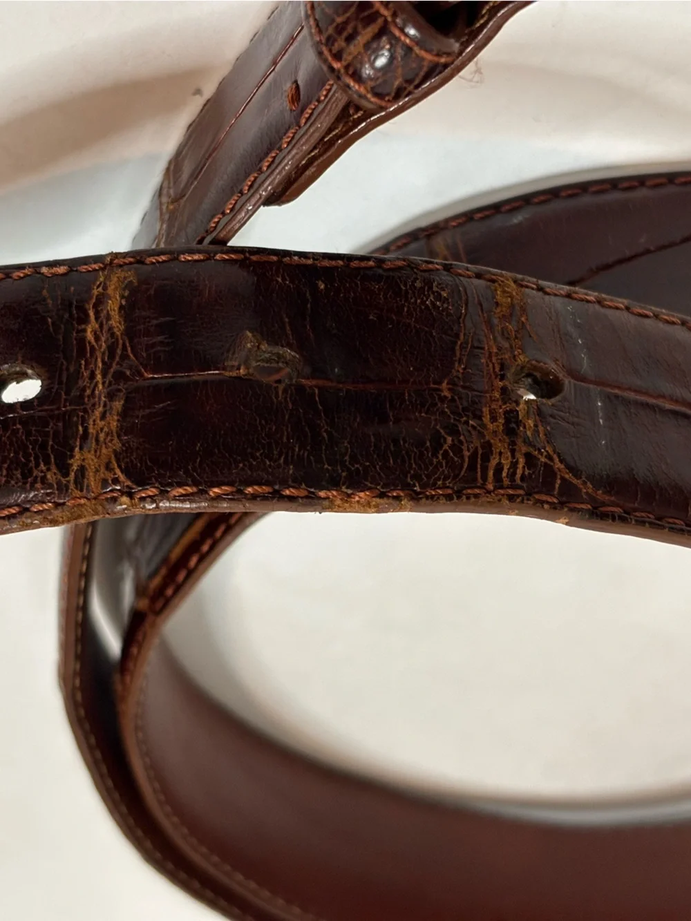 Polo Ralph Lauren Vintage Genuine American Alligator Silver Buckle Belt 36
